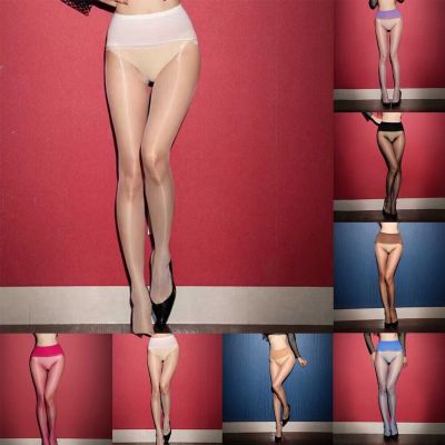 High Waisted Women's Pantyhose Seamless Oily Stockings Tights with Deep Crotch